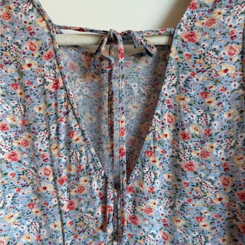 American Eagle Blue Multi-Color Sleeveless Cottagecore Floral Summer Dress - Picture 4 of 5
